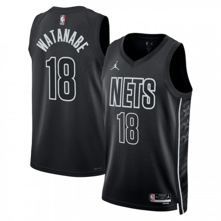 NBA Mænd Trøje Brooklyn Nets Yuta Watanabe 18 2022-23 Jordan Statement Edition Sort Swingman